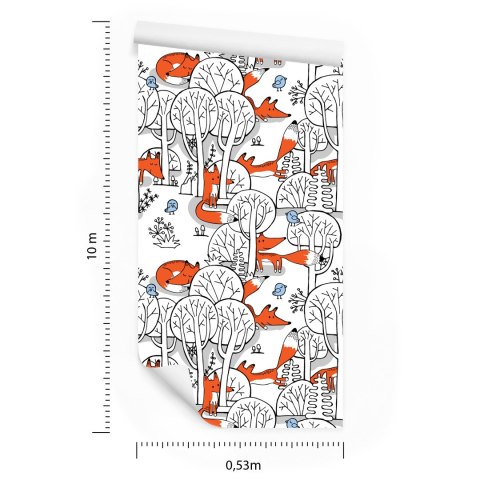 Tapeta Uśmiechnięte Liski W Lesie Flizelina 53x1000 TR-3996-VER-53