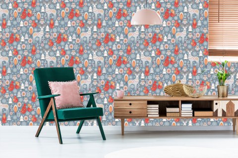 Tapeta Zimowy Las I Zwierzęta Flizelina 53x1000 TR-4023-VER-53