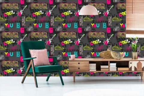 Tapeta Abstrakcyjny Młodzieżowy Kolaż Flizelina 53x1000 TR-3963-VER-53