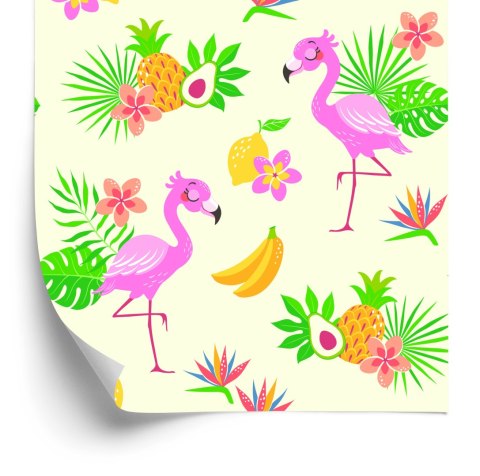 Tapeta Dla Dzieci - Flamingi I Egzotyczne Rośliny Flizelina 53x1000 TR-514-VER-53