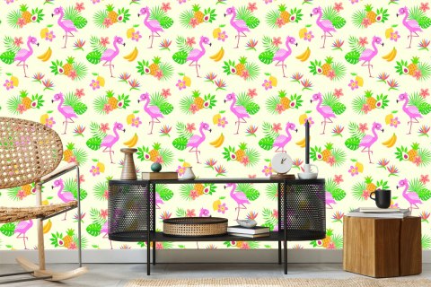 Tapeta Dla Dzieci - Flamingi I Egzotyczne Rośliny Flizelina 53x1000 TR-514-VER-53