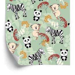 Tapeta Dla Dzieci - Zebry, Misie Koala I Pandy Flizelina 53x1000 TR-1208-VER-53