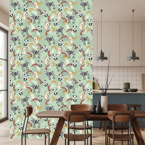 Tapeta Dla Dzieci - Zebry, Misie Koala I Pandy Flizelina 53x1000 TR-1208-VER-53