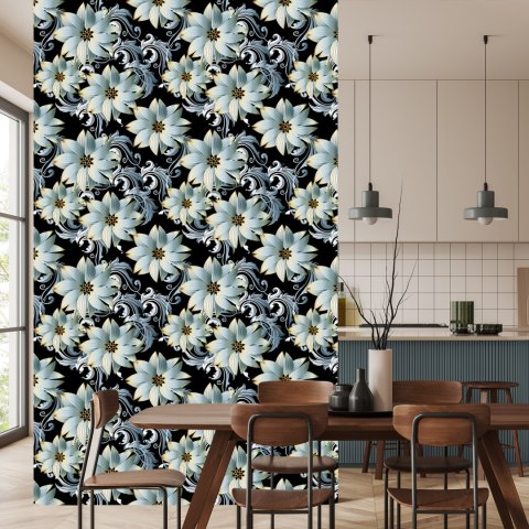 Tapeta 3D, Optyczna, Kwiaty, Liście, Do Salonu Flizelina 53x1000 TR-3216-VER-53