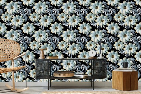 Tapeta 3D, Optyczna, Kwiaty, Liście, Do Salonu Flizelina 53x1000 TR-3216-VER-53