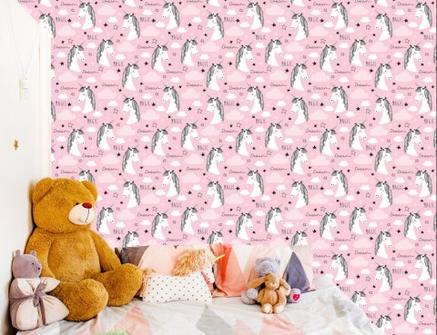 Tapeta Dla Dzieci - Jednorożce I Chmurki Flizelina 53x1000 TR-581-VER-53