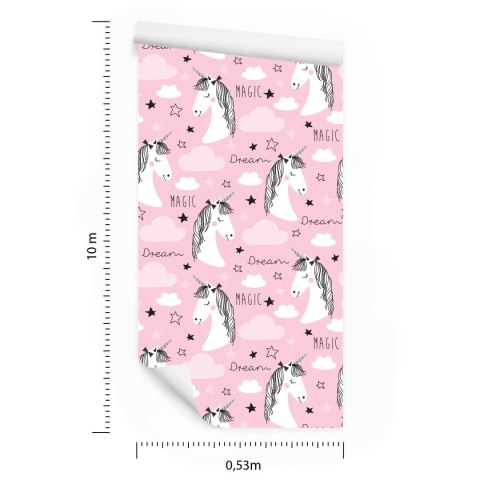 Tapeta Dla Dzieci - Jednorożce I Chmurki Flizelina 53x1000 TR-581-VER-53