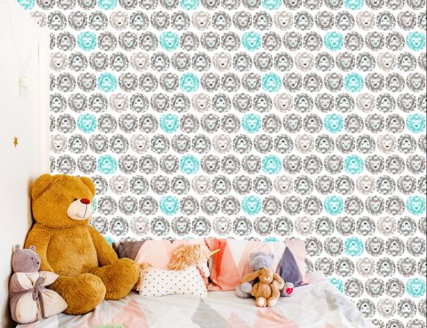 Tapeta Dla Dzieci Kolorowe Lwy Zwierzęta Flizelina 53x1000 TR-2409-VER-53