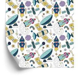 Tapeta Dla Dzieci - Kolorowe Rakiety, Satelity I Planety Flizelina 53x1000 TR-707-VER-53