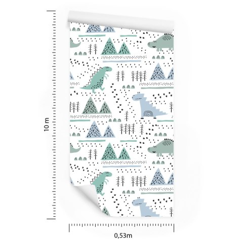 Tapeta Dla Chłopca Dinozaury, Drzewa, Góry Flizelina 53x1000 TR-1463-VER-53