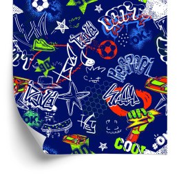 Tapeta Dla Chłopca Graffiti Samochody Piłka Nożna Flizelina 53x1000 TR-2313-VER-53