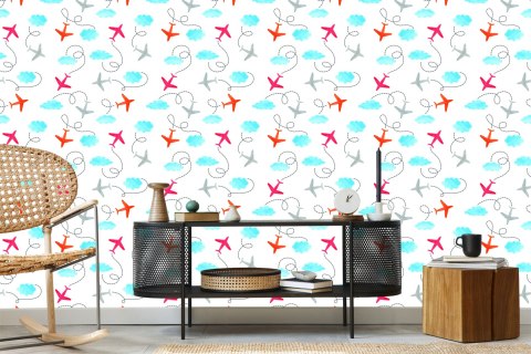 Tapeta Bajkowe Samoloty Malowane Akwarelą Flizelina 53x1000 TR-5768-VER-53