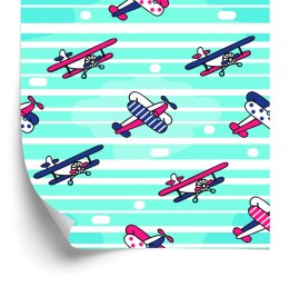 Tapeta Bajkowe Samoloty Na Tle Pasków Flizelina 53x1000 TR-5755-VER-53
