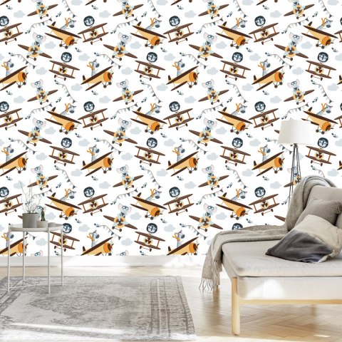 Tapeta Bajkowe Zwierzątka W Samolotach Flizelina 53x1000 TR-5780-VER-53