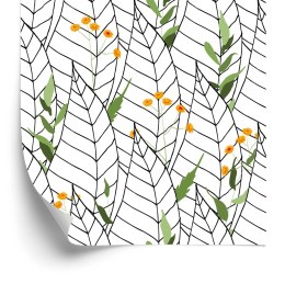 Tapeta Białe Liście Z Kwiatami Flizelina 53x1000 TR-3731-VER-53