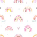 Tapeta Dla Dzieci Pastelowa Tęcza Chmury Serca 3D Flizelina 53x1000 TR-2503-VER-53