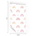 Tapeta Dla Dzieci Pastelowa Tęcza Chmury Serca 3D Flizelina 53x1000 TR-2503-VER-53