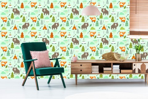 Tapeta Dla Dzieci - Cudowne Leśne Zwierzątka Flizelina 53x1000 TR-3308-VER-53