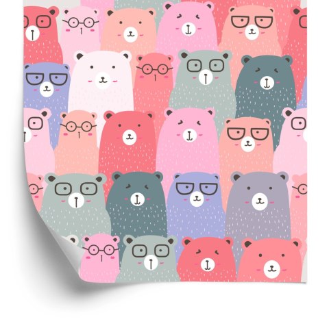 Tapeta Dla Dzieci - Kolorowe Misie W Stylu Skandynawskim Flizelina 53x1000 TR-974-VER-53