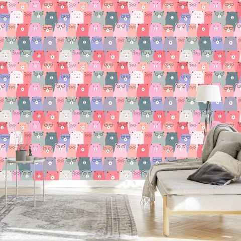 Tapeta Dla Dzieci - Kolorowe Misie W Stylu Skandynawskim Flizelina 53x1000 TR-974-VER-53