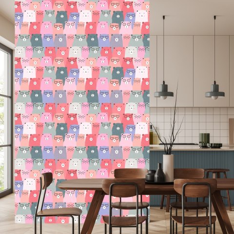 Tapeta Dla Dzieci - Kolorowe Misie W Stylu Skandynawskim Flizelina 53x1000 TR-974-VER-53