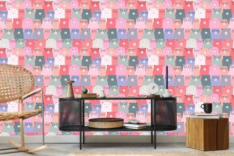 Tapeta Dla Dzieci - Kolorowe Misie W Stylu Skandynawskim Flizelina 53x1000 TR-974-VER-53