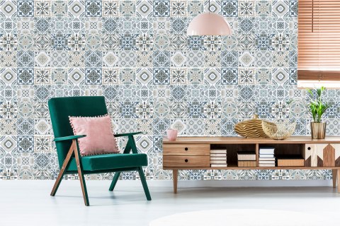 Tapeta Abstrakcyjna Mozaika W Pastelowych Barwach Flizelina 53x1000 TR-521-VER-53