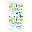 Tapeta Dinozaury, Liście, Góry, Do Pokoju Chłopca Flizelina 53x1000 TR-1887-VER-53