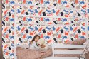 Tapeta Dla Dzieci - Kolorowe Kotki - Styl Skandynawski Flizelina 53x1000 TR-305-VER-53