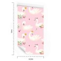 Tapeta Bajkowa Dla Dzieci, Łabędzie Kwiaty Natura Flizelina 53x1000 TR-1753-VER-53