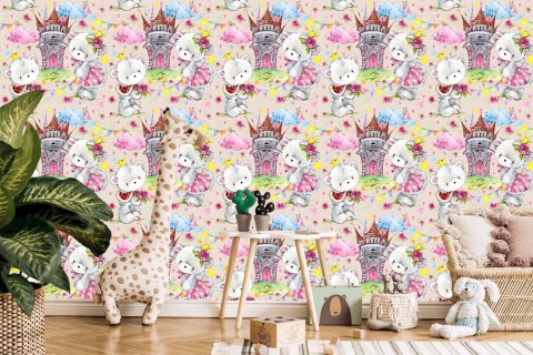 Tapeta Bajkowa Dla Dzieci, Misie, Chmury, Zamek Flizelina 53x1000 TR-3254-VER-53