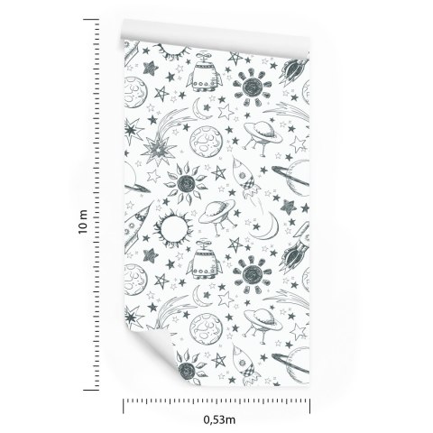 Tapeta Czarno Biała Galaktyka Flizelina 53x1000 TR-3631-VER-53