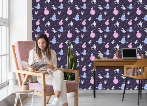 Tapeta Dla Dzieci - Kosmonauci Wśród Gwiazd I Planet Flizelina 53x1000 TR-865-VER-53