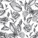 Tapeta Czarno-Białe Róże Z Motylami Flizelina 53x1000 TR-3702-VER-53
