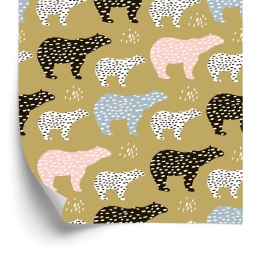 Tapeta Dla Dzieci - Kolorowe Niedźwiedzie - Styl Skandynawski Flizelina 53x1000 TR-541-VER-53