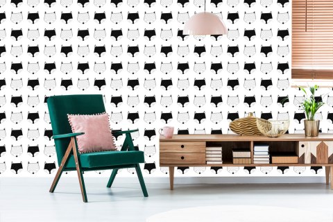 Tapeta Czarno-Białe Liski Flizelina 53x1000 TR-4007-VER-53