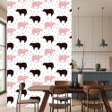 Tapeta Dla Dzieci - Czarne I Różowe Misie I Gwiazdki Flizelina 53x1000 TR-520-VER-53