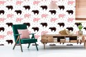 Tapeta Dla Dzieci - Czarne I Różowe Misie I Gwiazdki Flizelina 53x1000 TR-520-VER-53