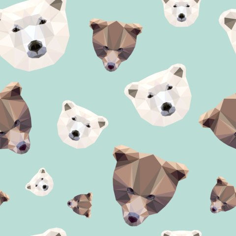 Tapeta Dla Dzieci - Geometryczne Niedźwiedzie Flizelina 53x1000 TR-215-VER-53