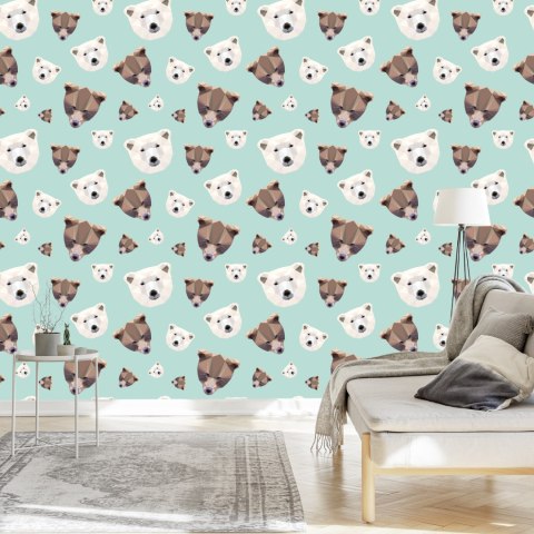 Tapeta Dla Dzieci - Geometryczne Niedźwiedzie Flizelina 53x1000 TR-215-VER-53