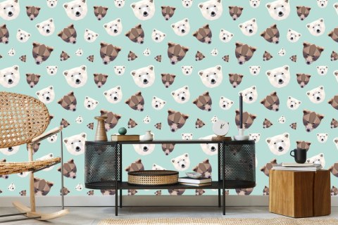 Tapeta Dla Dzieci - Geometryczne Niedźwiedzie Flizelina 53x1000 TR-215-VER-53