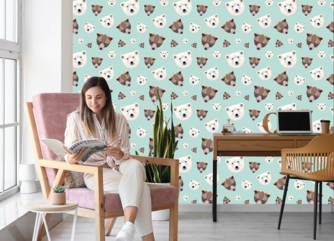 Tapeta Dla Dzieci - Geometryczne Niedźwiedzie Flizelina 53x1000 TR-215-VER-53