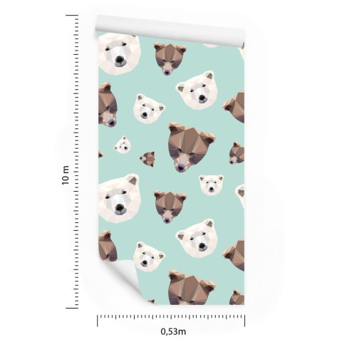 Tapeta Dla Dzieci - Geometryczne Niedźwiedzie Flizelina 53x1000 TR-215-VER-53