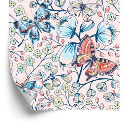 Tapeta Dla Dzieci - Kolorowe Motyle I Kwiaty Flizelina 53x1000 TR-627-VER-53