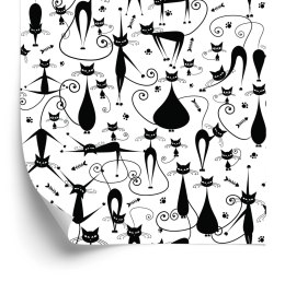 Tapeta Czarne Wesołe Kotki Flizelina 53x1000 TR-3606-VER-53