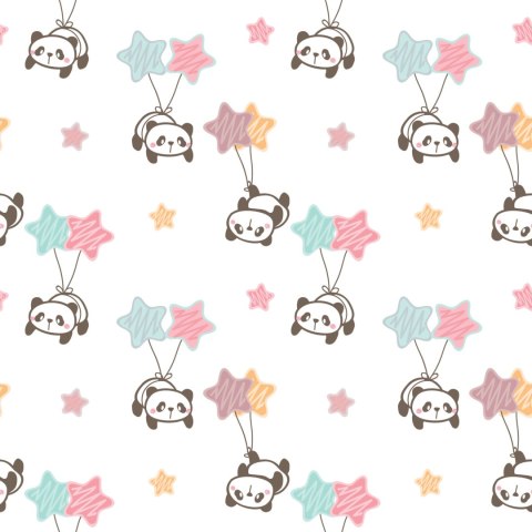 Tapeta Dla Dzieci - Gwiazdki I Pandy Flizelina 53x1000 TR-1446-VER-53
