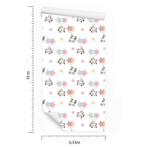 Tapeta Dla Dzieci - Gwiazdki I Pandy Flizelina 53x1000 TR-1446-VER-53