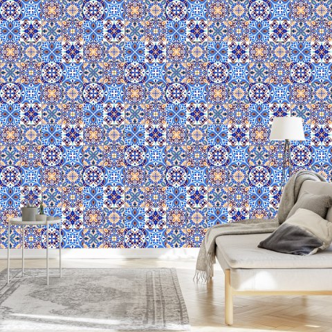 Tapeta Do Jadalni Imitacja Płytek Kolorowa Mozaika Flizelina 53x1000 TR-2795-VER-53