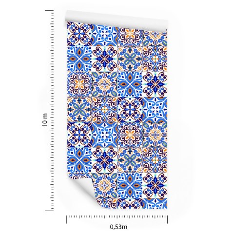 Tapeta Do Jadalni Imitacja Płytek Kolorowa Mozaika Flizelina 53x1000 TR-2795-VER-53