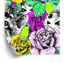 Tapeta - Koty, Ptaki I Róże Flizelina 53x1000 TR-3300-VER-53